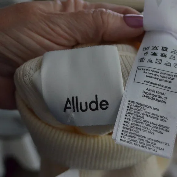 NWOT $225 Sz S Allude Ivory Soft Wool Ribbed Sleeveless Turtleneck Top - Picture 6 of 6